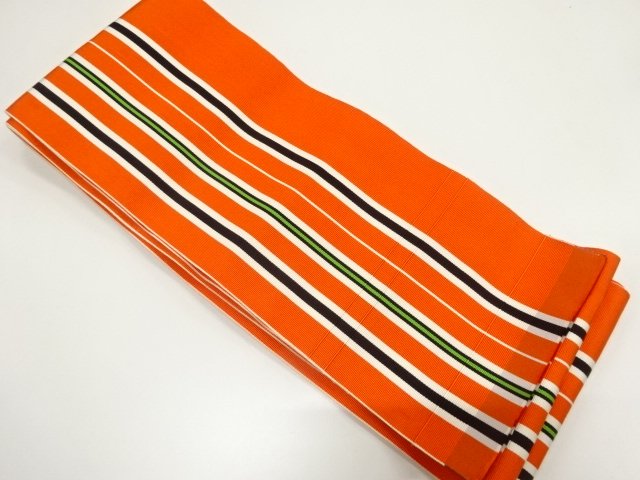 JAPANESE KIMONO / STRIPE PATTERN WEAVING SINGLE HANHABA OBI